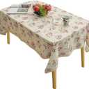 Floral Print Rectangle Tablecloth 52 x 70 Inch Stain Resistant and Waterproof Table Cover for Kitchen Dining Indoor Outdoor Buffet Tabletop Decoration (Beige) (Clr 010 Beige)