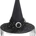Century Star Kids Witch Hat Girls Lace Halloween Hat for kids Youth Teens Halloween Decorations Party Cosplay