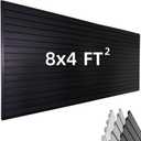 FRAYSCENT Slat Wall Paneling Garage Wall Organizer, Slatwall Panels Garage Tool Organizer Wall Mount Garage Slat Wall Storage Systems, Slat Board PVC Wall Panels Garage Storage (Black, 8ftx4ft)