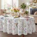 Spring Tablecloth Oval 60x84 Inch, Spring Birds Branch Floral Decorations for Home Table Cloth Rectangle Summer Decor Tablecloths Polyester for Picnic Party Dinner