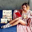 Book Lovers Gifts for Women 5PCS Coffee Mug Socks Reader Canvas Tote Cosmetic Bag Bookmark Tassel Booklovers Gift Set for Christmas Girls Staff Teacher Librarian Club Birthday Appreciation Accessories