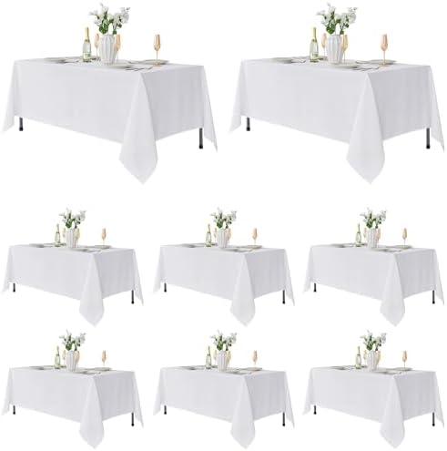 Fitable 3 Pack Rectangle Tablecloths: Stain Resistant Wrinkle Free Table Clothes, Washable Reusable Polyester Table Covers for Wedding Party Birthday Banquet Reception(White, 60x102 Inch)