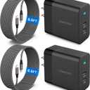 2Port 45W Super Fast Charger Type C, 2Pack 45W USB-C Charger Android Phone Charger Fast Charging for Samsung Galaxy S24 Ultra/S24+/S24/S23 Ultra/S23+/S22/S20/Note10+/Tab S9 with 2X 6.6ft Type C Cord