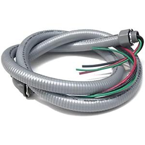 Sealproof Power Whip Assembly, 3/4-Inch x 6 Ft Nonmetallic Liquid Tight Flexible Electrical Conduit and 8 Gauge Wire Single Phase Preassembled A/C Hook-up Whip Kit, 3/4" Dia