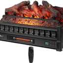 TURBRO Eternal Flame 26-Inch Infrared Quartz Electric Fireplace Log Heater, Realistic Lemonwood Logs, Adjustable Flame Colors, Remote Control, Thermostat, Timer, EF26-LG, 1500W (Black)