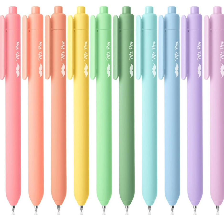 Mr. Pen- Retractable Gel Pens, 10 Pack, Pastel Color Ink Gel Pens, Gel Pens Fine Point 0.7mm, Retractable Pens