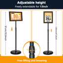 2 Pack Sign Holder Stand 8.5x11 inch, Height Adjustable Floor Standing Signage Stand with 360 Rotated Frame, Outdoor Indoor Poster Stand with Base for Business, advertising, Malls