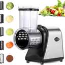 Electric Cheese Grater, 250W Electric Slicer Shredder, One-Touch Control Electric Salad Machine for Cheese, Fruits, Vegetables, Salad Maker with 5 Different Shapes of Blades, 2026 Upgrade