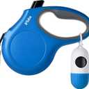 Fida Retractable Dog Leash with Dispenser and Poop Bags, 16 ft Pet Walking Leash for Medium Dog or Cat up to 44 lbs, Anti-Slip Handle, Tangle Free, Reflective Nylon Tape (M, Blue)