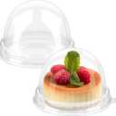 Zezzxu 50 Pack Mini Cake Containers, Clear Plastic Small Cupcake Boxes with Dome Lids for Individual Chocolate Covered Cookies, Strawberry, Mooncake (Clear)
