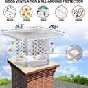 Chimney Cap, 17" x 17" Chimney Cover, Bottom Installation Method Adjustable to Fit Outside Existing Clay Flue Tile Dimensions 15" x 15" to 19.4" x 19.4", All Stainless Steel Structure