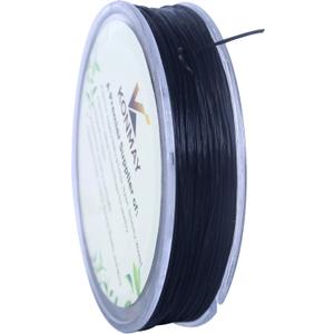 KONMAY 1 Rolls 0.4mm Flat Stretchy Bracelet String, 65 Yards Black Elastic Weaving Thread Cord for Jewelry Making, Beading, Wig Braiding (Flat 0.4mm)