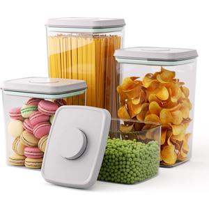 Pop Storage Set  4 Pack Airtight Food-Grade Containers with Lids, BPA-Free, with Measurement Marks for Flour, Sugar, Pantry Organization