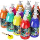 unuaST Acrylic Paint Sets for Adults, 14 Colors Large Bulk Acrylic Paints kits Rich Pigment Art Painting Supplies for Artists/Beginners, Paint Sets for Canvas with Pump, Color Wheel (10oz/300ml) (Clear)