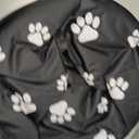 Etna Products Round Pet Bed: Comfortable Elevated Cat Bed with Paw Print Cushion - Black & White Water Resistant Papasan Chair for Small Dogs