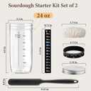Glass Sourdough Starter Jar 2 Pack, 24 oz Wide Mouth Organic Sourdough Starter Kit with Date Marked Band, Thermometer, Cloth Cover & Metal Lid, Reusable Bread Baking Supplies, Bread Making Accessories