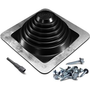 VIVIDA #3 EPDM Metal Roof Pipe Boot, Flexible Roof Jack Flashing Boot for Pipe OD 1/4" to 5", Screws & Hex Socket Included, Square Base, Black, 1 Pack