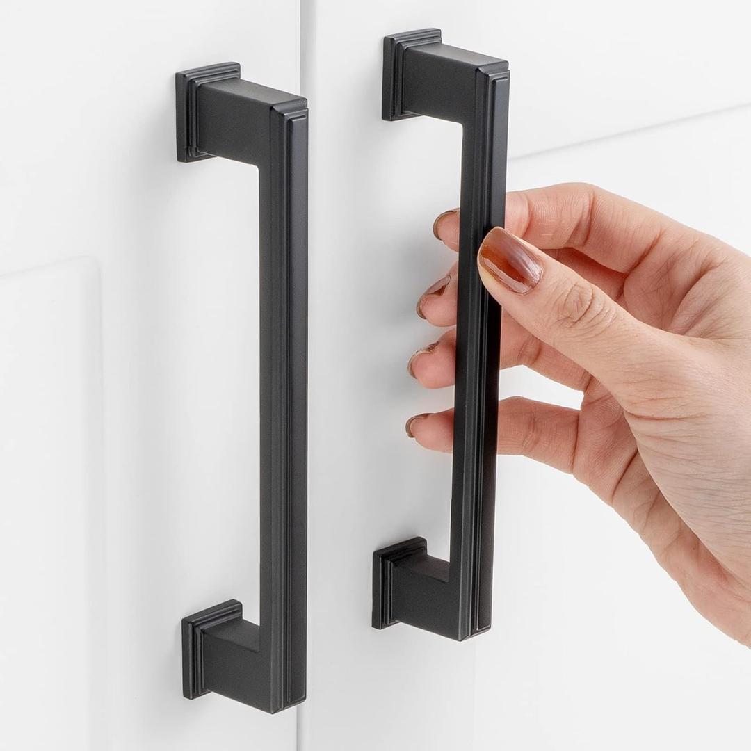 10 Pack 5 Inch Hole Centers, Matte Black Cabinet Pulls Black Cabinet Handles Black Kitchen Hardware for Cabinets ZP2206 Drawer Bedroom Dresser Bathroom Vanity Cupboard Closet