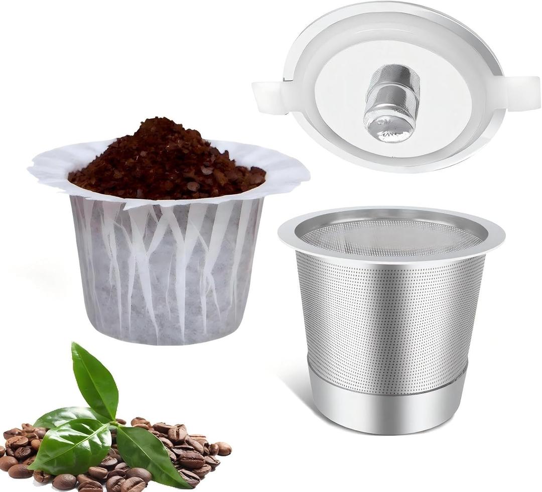 Haetyly 1 Pack Reusable K Cup with 100 Count Paper Coffee Filters for Keurig 1.0 and 2.0 Coffee Makers