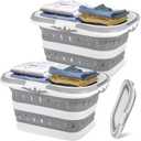 2 Pack Collapsible Laundry Baskets with Comfort Handles, 10.6 Gallon Collapsible Laundry Clothes Hamper Portable Space Saving Pop-Up Laundry Hamper Storage Container, 13.8x7.9x10.8 inches