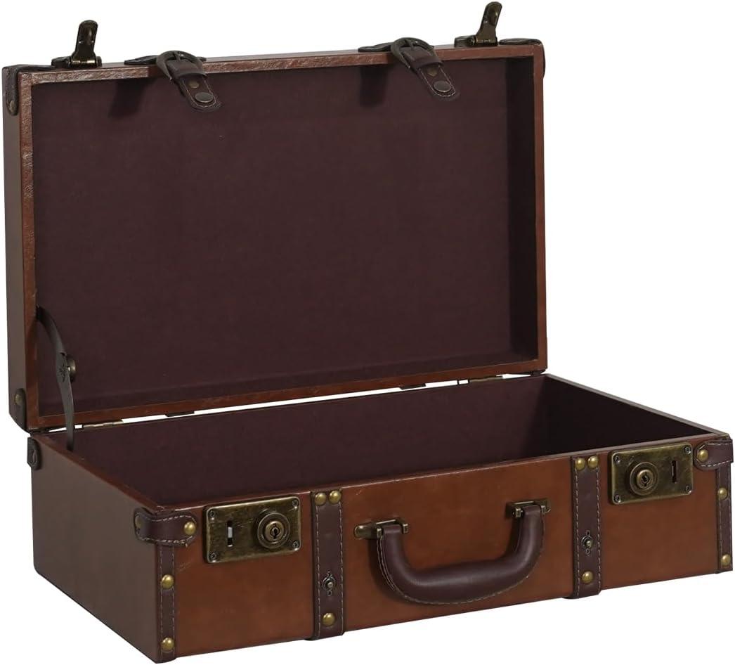 Retro Yellow Vintage Decorative Suitcase, Travel Style Storage Box, 24" Width, Medium