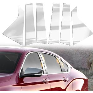 Chrome Door Pillar Covers fit for Chevy Impala 2014 2015 2016 2017 2018 2019 2020,Exterior Molding Anti-Scratch Trim, 6PCS Window Outer Pillar Panel Set