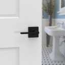 Kwikset Casey Interior Privacy Door Handle with Lock, Door Lever For Bathroom and Bedroom, Matte Black Reversible Keyless Turn Lock, with Microban Protection