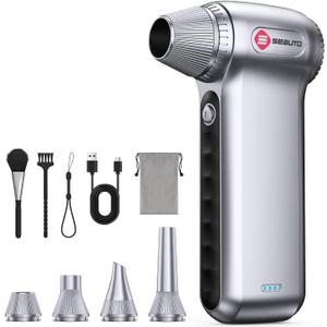 Electric Air Duster 180000RPM, Powerful Cordless Compressed Air Duster with 3-Speed Mini Air Duster Blower, Rechargeable Dust Cleaner for Computer Keyboard, PC, Car, Outdoor & Home Cleaning