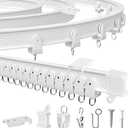 Flexible Bendable Ceiling Curtain Track, 16.4FT (5m), Curtain Track Ceiling Mount for Window, Sliding Curtain Track System, Room Divider for RV, Bathroom, Ceiling Curtain Rod, White