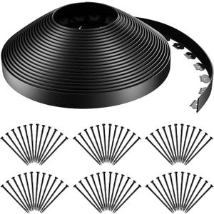 AGTEK 118FT Plastic Landscape Edging Kit 2inch Height No-Dig Garden Edging Border Lawn Edging Roll for Flower Bed Lawn Yard, Black, with 72 Anchoring Spikes
