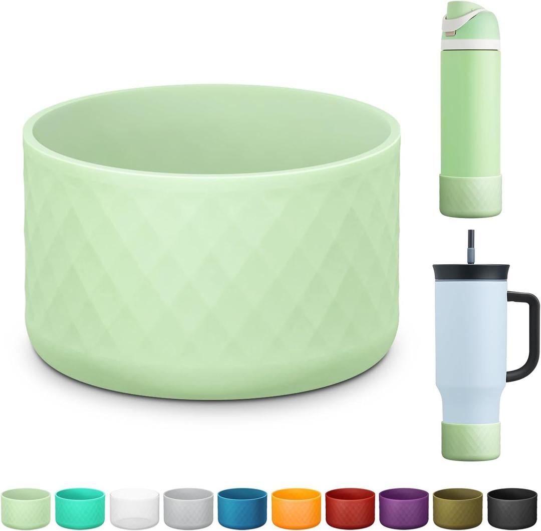 Silicone Boot for Owala Water Bottle 24 oz 32 oz 40 oz, Anti-Slip Protective Sleeve for FreeSip/Twist/Flip Stainless Steel Water Bottles Accessories (light green)