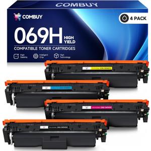COMBUY 069H Toner Cartridge Set Replacement for Canon 069H Toner Cartridge Set 069 069H Cartridges for Canon imageCLASS MF753Cdw MF751Cdw LBP674Cdw Printer, 069H Toner Cartridges with Chip 4 Pack (069H Toner)