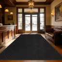 5' x 8' Indoor Outdoor Door Mat,Heavy Duty Commercial Grade Entrance Rug with PVC Non-Slip Backing, Durable Welcome Mat for Front/Back Door,Entryway,Low Profile Design with Mud Scraping Grooves(Black)