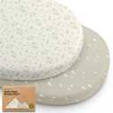 2-Pack Organic Bassinet Sheets for Girls, Boys - 100% Cotton Bassinet Mattress Sheets Compatible with Halo Bassinest Swivel Sleeper, Graco, Baby Delight, Chicco, Fitted Bassinet Sheets (Pine Grove)
