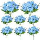 8 Pack Blue Peonies Artificial Flowers, Fake Silk Hydrangea Bouquet for Bridal Wedding Home Table Decor Reusable Dining Opening Ceremony Birthday Arrangement Faux Floral