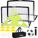 6x4 ft Kids Soccer Goals for Backyard Set of 2- Portable Pop Up Soccer Net for Backyard for Kids Toddler Youth, Soccer Training Equipment+ Soccer Goal Target, Ball and Cones, Outdoor Soccer Game (Black)