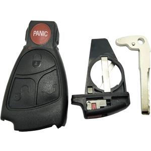 Key Fob Case Shell Fit For Mercedes Benz Keyless Entry Smart Remote Control Car Key Fob Cover Replacement Casing with Uncut Blade Blank (Black)