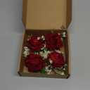 Sdfvsdg 4Pcs Red Rose Corsage and Boutonniere Set Artificial Corsage Wristlet Band Bracelet Men Boutonniere for Wedding Party Prom Decor Flowers Accessories Party