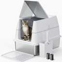 Stainless Steel Litter Box with Lid, XL Extra Large Metal Cat Litter Boxes for Big Cats Enclosed, Easy to Scoop with Litter Scoop Set, High Sides Enclosure Anti-Urine Leakage Non-Sticky (Silver Gray)