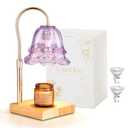 Candeldo Candle Warmer Lamp with Timer: Purple Flower Candle Warming Lamp with 2 Bulbs Height Adjustable Wax Warmer Dimmable Bedroom Decor Mothers Day Gift for Women