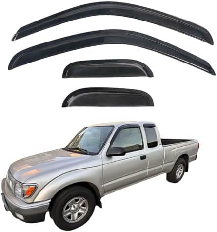 Rain Guards Compatible with 1995-2004 Toyota Tacoma, Durable Acrylic Slim Window Visor Rain Guard, Side Window Deﬂector for Toyota Tacoma Accessories 4 Pieces 1996 1997 1997 1998 1999 2000 2001 2002
