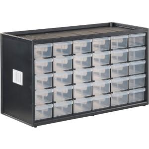 CRAFTSMAN Storage Organizer, 30 Small Drawer Modular Storage System, Easily Stackable, Plastic, Black, White