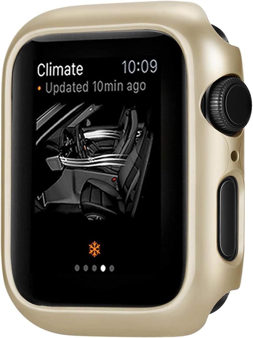 Leotop Compatible with Apple Watch Series 3 2 1 Case 42mm 38mm, Super Thin Bumper Protector PC Hard Cover Lightweight Slim Shockproof Accessories Matte Frame Compatible iWatch (Gold, 38mm)