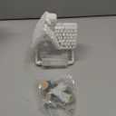 6 Pcs 6.3'' Lighted Christmas Village Set Large Glass Christmas Village Houses with 5 Xmas Trees Glitter Decorations Indoor Winter White Tabletop Decor for Xmas Holiday