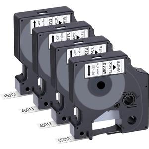 4-Pack Label Maker Tape Compatible with DYMO D1 Label Tape 45013 S0720530 Black on White 1/2 Inch x 23 Feet for Dymo Label Maker Refills LabelManager 160 280 210D 360D 420P PnP 220P 260P 500TS