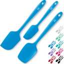 DI ORO Silicone Spatula Set - Rubber Kitchen Spatulas for Baking, Cooking, & Mixing - 600F Heat-Resistant & BPA Free Silicone Scraper Spatulas for Nonstick Cookware - Dishwasher Safe (3pc, Blue)