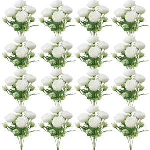 16 Pack White Peonies Artificial Flowers, Fake Silk Hydrangea Bouquet for Bridal Wedding Home Table Decor Reusable Dining Opening Ceremony Birthday Arrangement Faux Floral