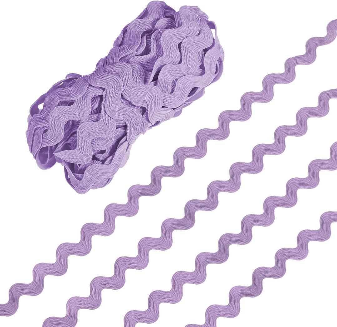 M METERXITY Rick Rack Trim, 10 Yard 10mm / 0.4 Inch Wave Bending Fringe Trimming Ribbon for Sewing/DIY Crafts/Clothes/Decoration, Polyester RIC Rac Trim [Light Purple]