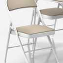VECELO Portable Folding Chair Set Collapsible Legs & Vinyl Upholstery, Metal, Beige (4pcs)