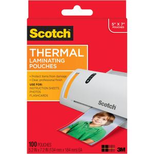 Scotch Thermal Laminating Pouches Premium Quality, 5 Mil Thick for Extra Protection, 100 Pack Photo Size Laminating Sheets, Our Most Durable Lamination Pouch, 5 x7 inches, Clear (TP5903-100)